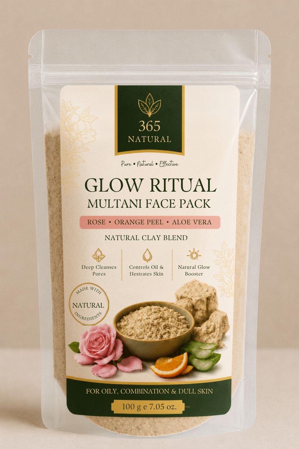365 Natural Glow Ritual Multani Face Pack .Glow Naturally Everyday.