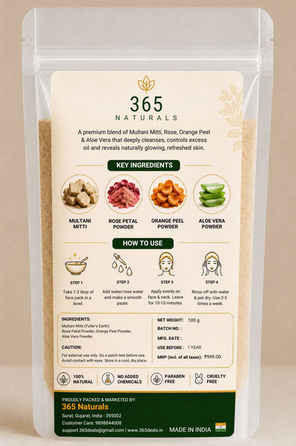 365 Natural Glow Ritual Multani Face Pack .Glow Naturally Everyday.